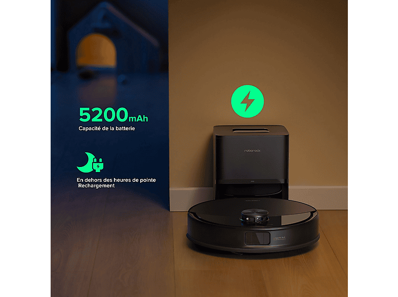 Robot friegasuelos - Roborock Q10VFP52-00 Q10V+ (TALC +) BLACK, 45 W, Potencia de succión 10 kPa, Depósito 0,35 l, Autonomía 150 min, Negro
