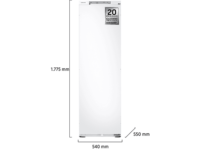 Frigorífico una puerta integrable - Samsung BRR29703EWW/EF, All-Around Cooling, No Frost, 177.5 cm, 289 l, Wifi, Sin Panelar
