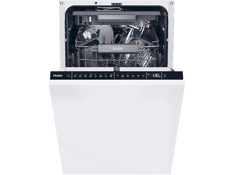 Lavavajillas integrable - Haier XI1C3TB2FB I-Pro Shine Series 4, 11 Servicios, 8 Programas, 44.8 cm, Tercera bandeja, Sin Panelar
