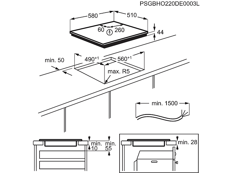 Placa inducción - AEG TO63IV00IB, 3 zonas, Zona grande 32 cm, Zona Paella, 58 cm, Negro
