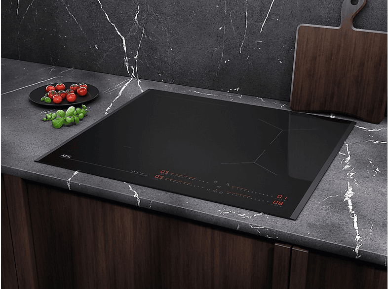 Placa inducción - AEG TI63IQ1BFB, 3 zonas, Zona grande 28 cm, Sensor de ebullición, 59 cm, Negro