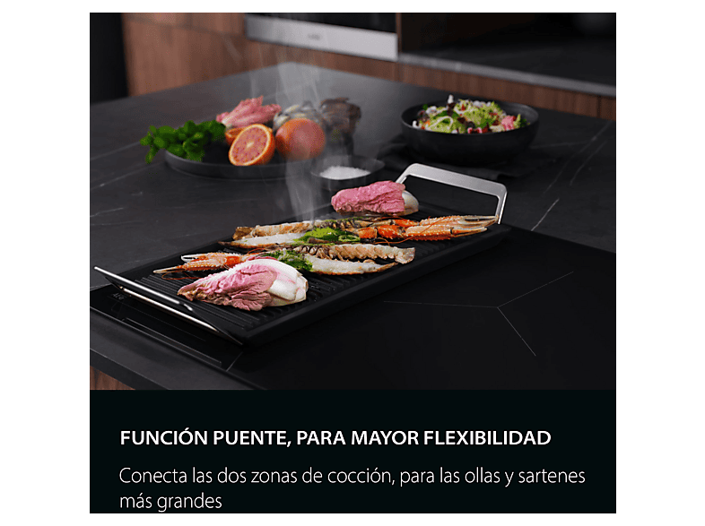 Placa inducción - AEG TI63IQ1BFB, 3 zonas, Zona grande 28 cm, Sensor de ebullición, 59 cm, Negro