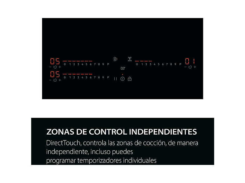 Placa inducción - AEG TI63IQ1BFB, 3 zonas, Zona grande 28 cm, Sensor de ebullición, 59 cm, Negro