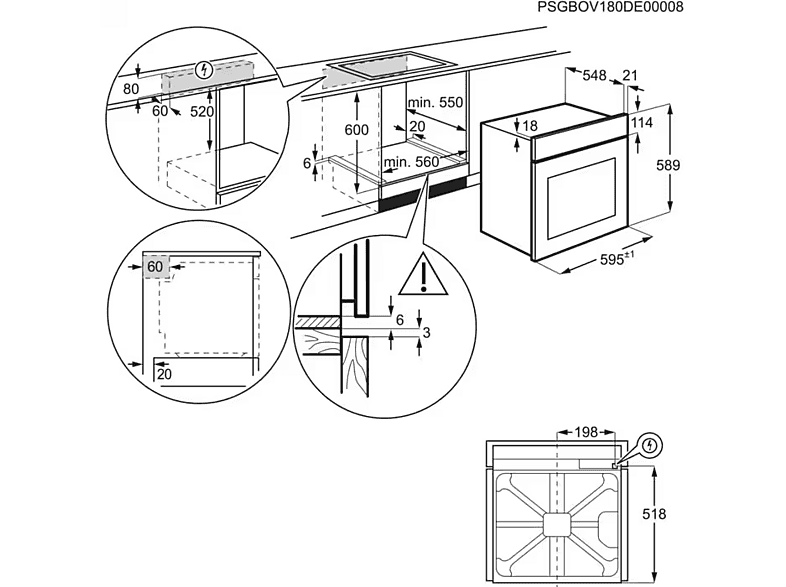 Horno - AEG TU5AB20WSK, Multifunción, Limpieza por agua, 72 l, Display LED, 60 cm, Negro