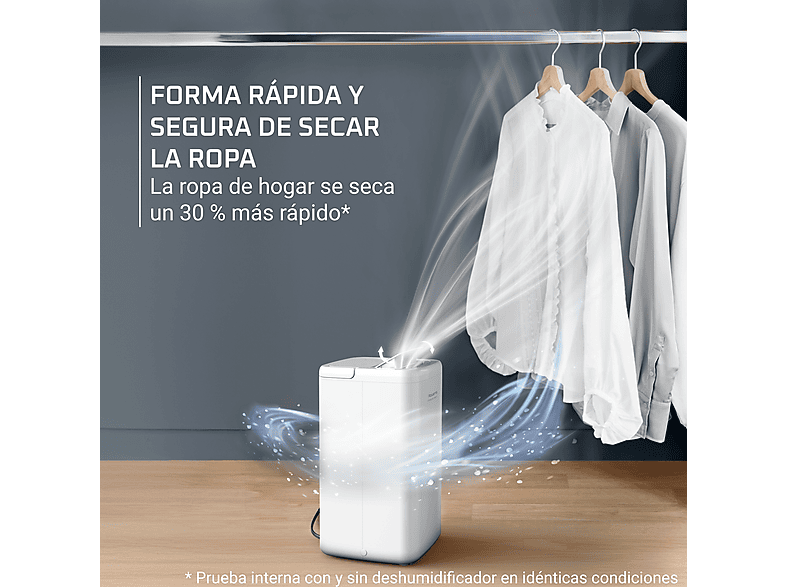 Deshumidificador - Rowenta Extreme Dry Compact DH5250, 14L/día, Depósito 3l, Superficie 40m², Silencioso, Blanco