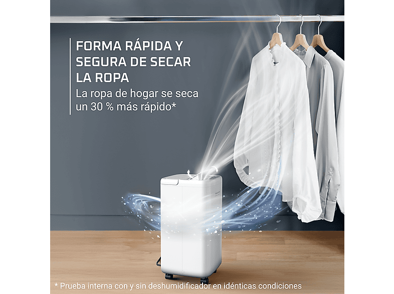 Deshumidificador - Rowenta Extreme Dry Compact DH5260, 16 l/día, Depósito 3 l, Superficie 40 m², Silencioso, Blanco