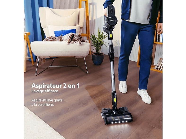 Aspiradora escoba - Beko VRT84225VI, 1,0 W, Potencia de succión 100 W, Depósito 0,1 ml, Gris