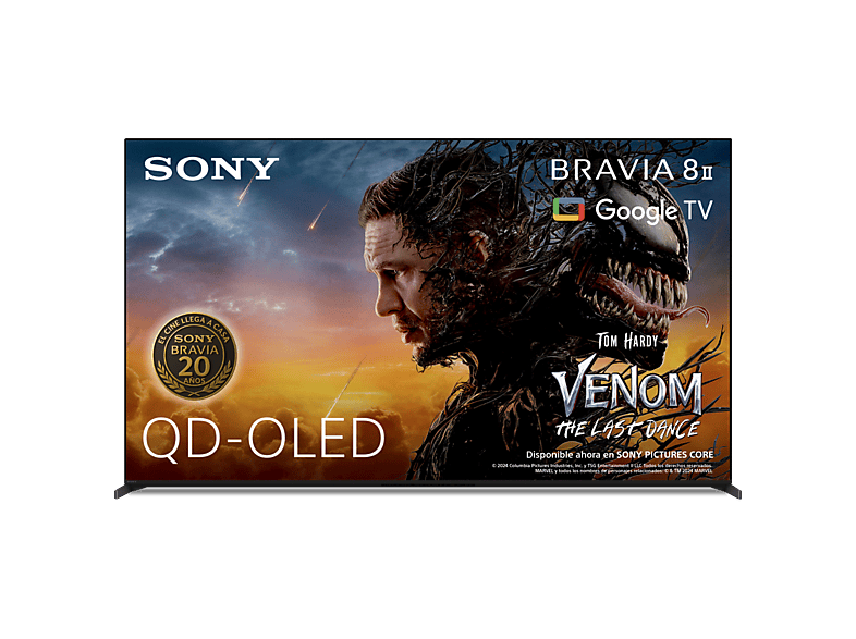 TV QD-OLED 55" - Sony Bravia 8 II, Procesador XR con IA, Smart TV (Google TV), IMAX, Dolby Atmos/Vision, Chromecast, Airplay, PS5, 120Hz, Eco, 55XR8M2