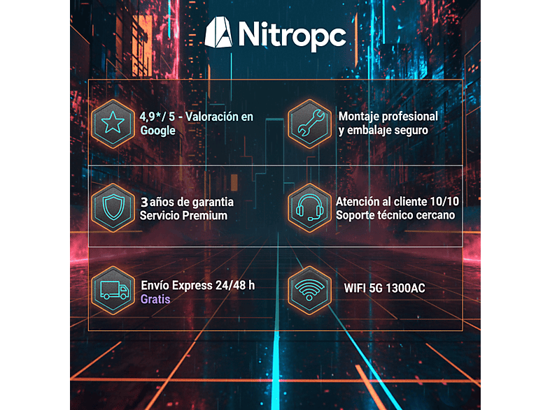 Pack PC gaming - Nitropc Pack Bronze, AMD Ryzen 5 3400G (4 núcleos, 8 hilos | 3,70 GHz hasta 4,2 GHz), Monitor 24" 165Hz IPS, 16 GB RAM, 512 GB SSD