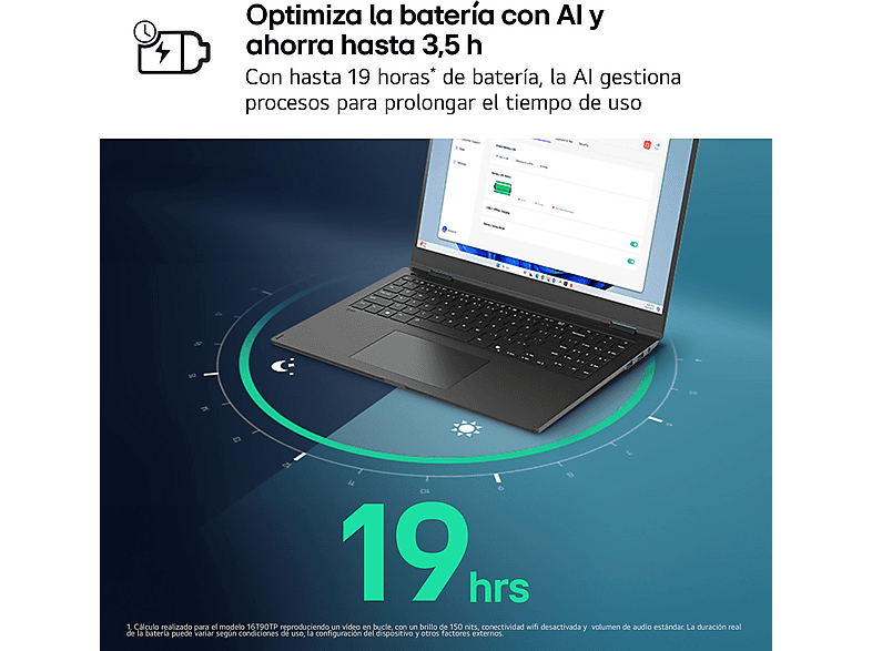 Portátil - LG 16T90TP-K.AD88B, 16" WQXGA+, Intel® Evo™ Edition Core™ Ultra 7-255H, 32 GB RAM, 1 TB SSD, Arc™ GPU, W11H