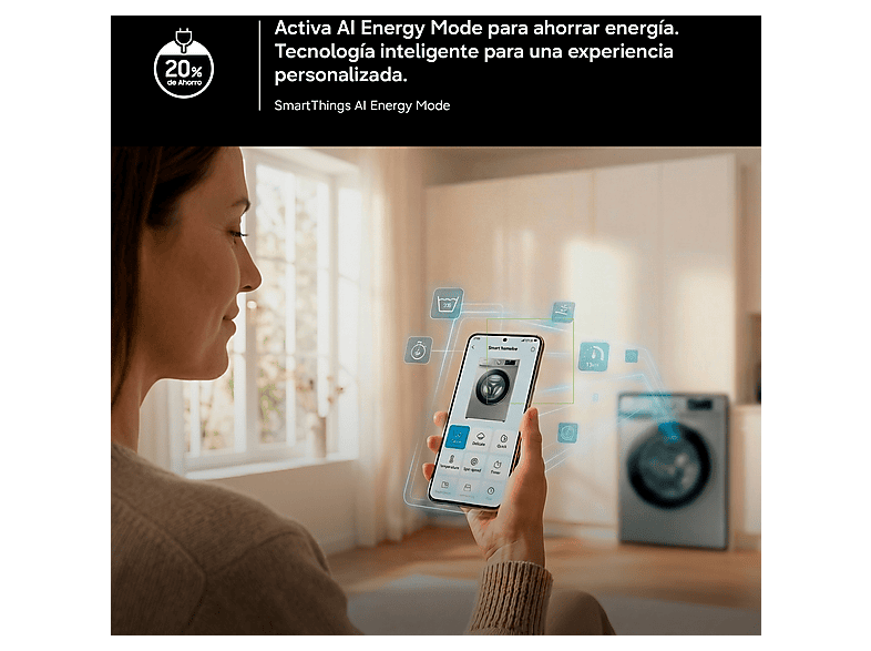 Secadora bomba de calor - Samsung DV90DG52A0AEEC, 9 kg, 14 programas, Hygiene Care, Inteligencia Artificial y SmartThings Clase C, Blanco