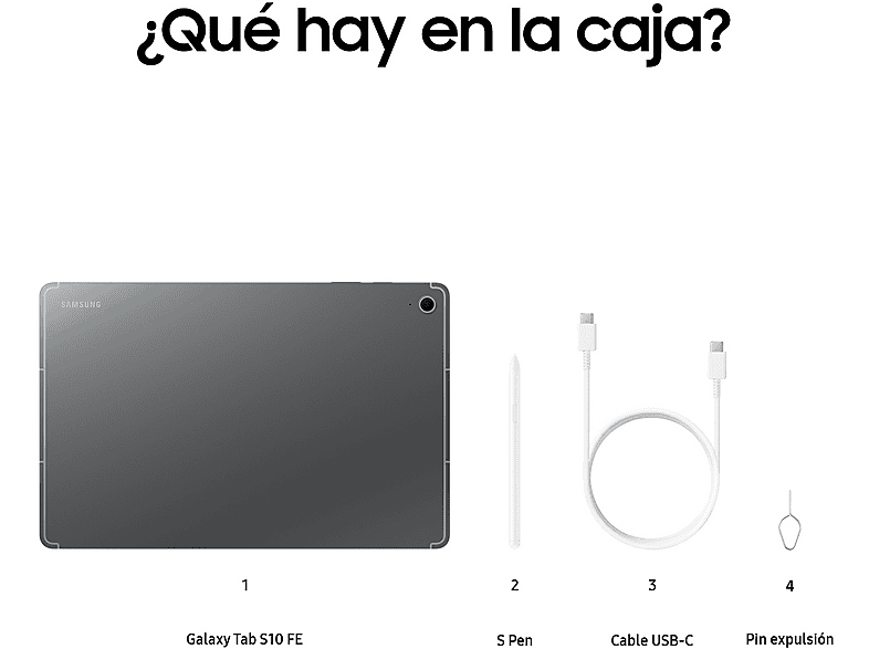 Tablet - Samsung Galaxy Tab S10 FE+, 13,1" WQXGA, 12 GB RAM, 256 GB, Gris, Con S Pen