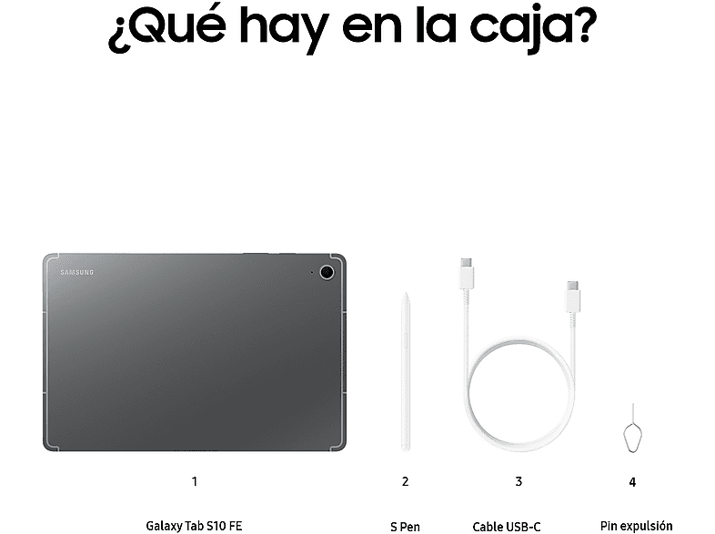 Tablet - Samsung Galaxy Tab S10 FE, LTE, 10.9" WUXGA+, 12 GB RAM, 256 GB, Gris, Con S Pen