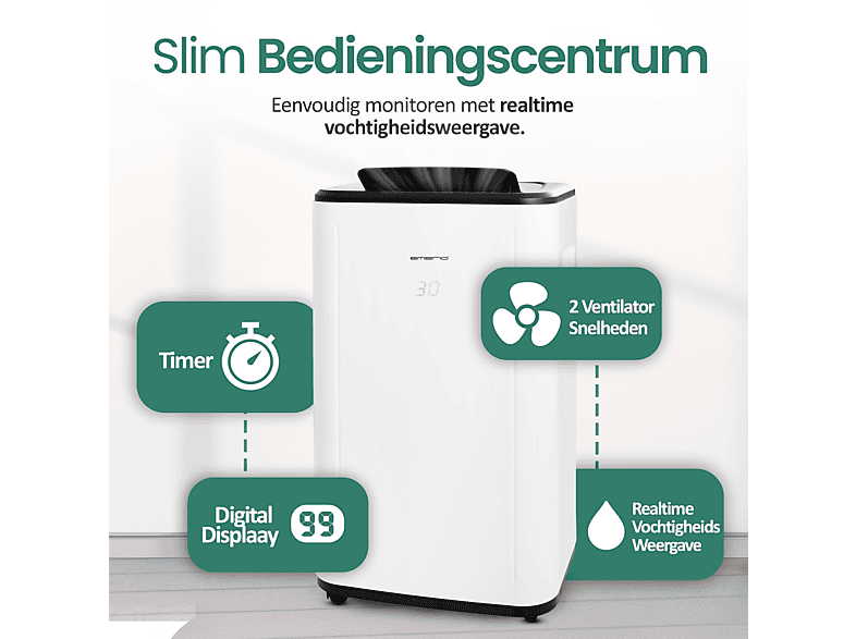Deshumidificador - Emerio DH-129238, 6 l, 60 m², Blanco