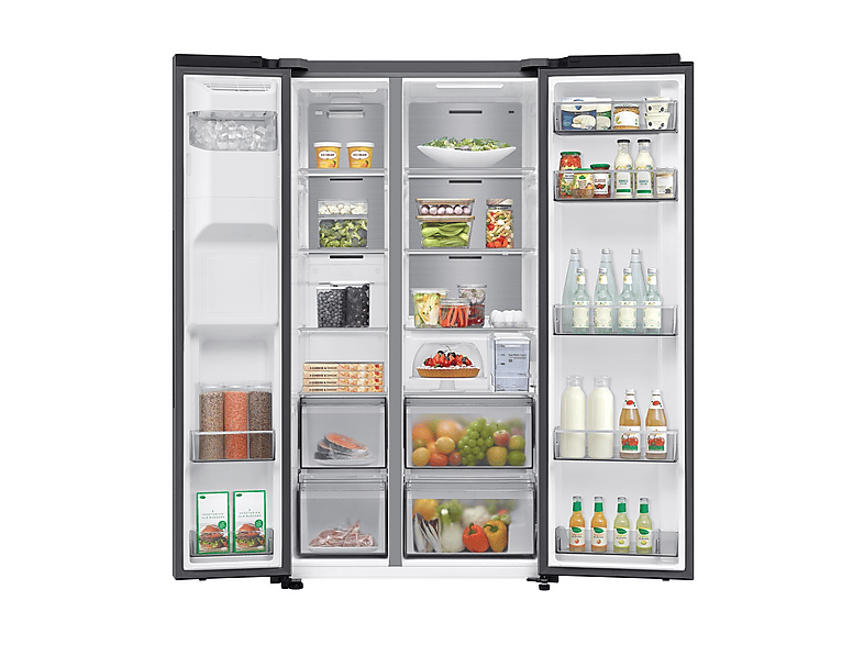 Frigorífico americano - Samsung Bespoke AI RS70F65KDTEF, All Around Cooling, No Frost, 178.4 cm, 640 l, Dispensador agua y hielo, Inox