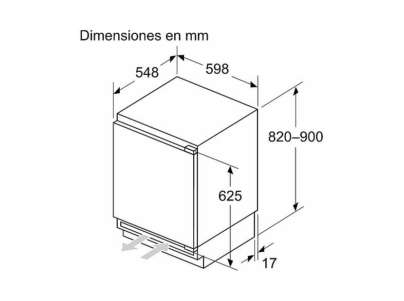 Congelador bajo encimera - Balay 3GUE033F, 85 l, 82 cm, Home Connect, No Frost, Sin panelar