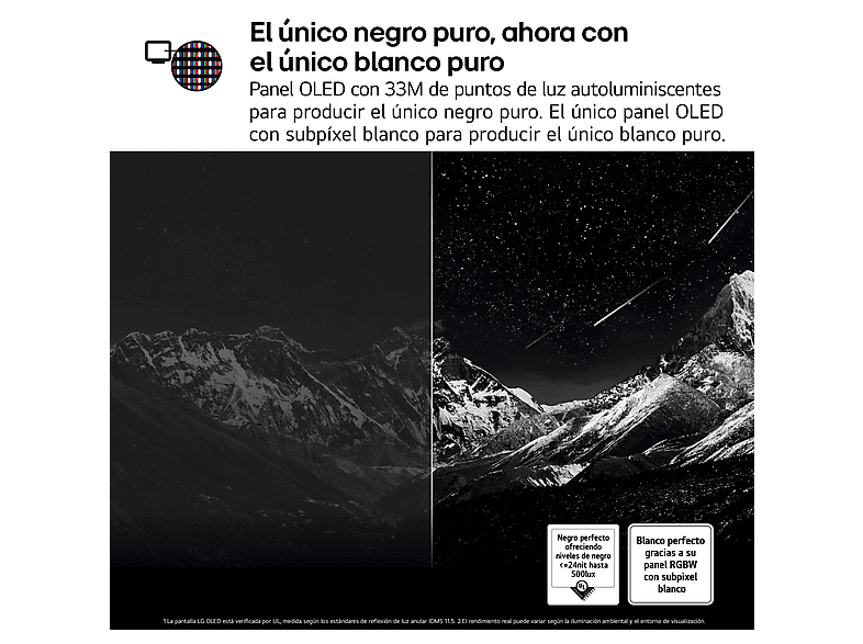 TV OLED 97" - LG OLED97G54LW, OLED 4K, Procesador Inteligente α11 AI Processor 4K Gen2, Smart TV, Gallery Design, Rocky Black