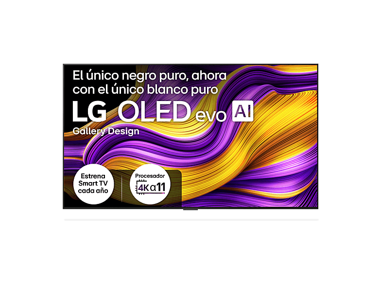 TV OLED 65" - LG OLED65G54LW, OLED 4K, Procesador Inteligente α11 AI Processor 4K Gen2, Smart TV, Gallery Design, Rocky Black
