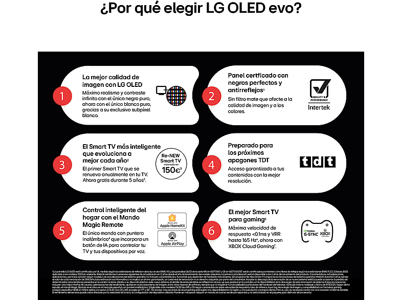 TV OLED 65" - LG OLED65G54LW, OLED 4K, Procesador Inteligente α11 AI Processor 4K Gen2, Smart TV, Gallery Design, Rocky Black