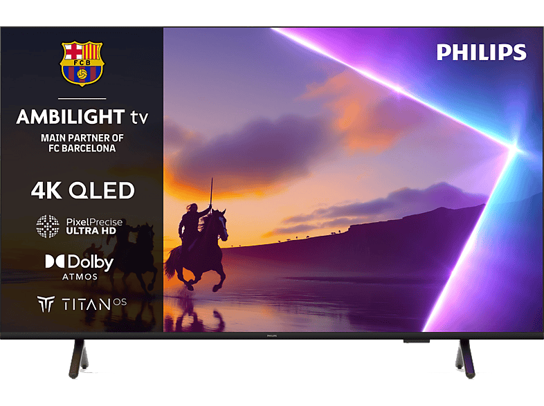 TV QLED 43" - Philips Ambilight 43PUS8510/12, UHD 4K, Titan OS, Smart TV, Pixel Precise Ultra HD, Dolby Atmos, Negro mate