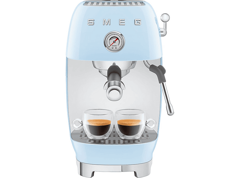 Cafetera espresso - Smeg ECF03PBEU, 15 bar, 1650 W, Azul pastel