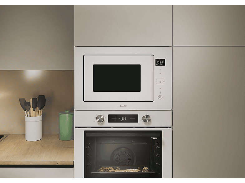 Microondas con grill integrable - Candy CA38MWN7NW, Grill de 1100 W, 8 niveles, 28 l, Blanco