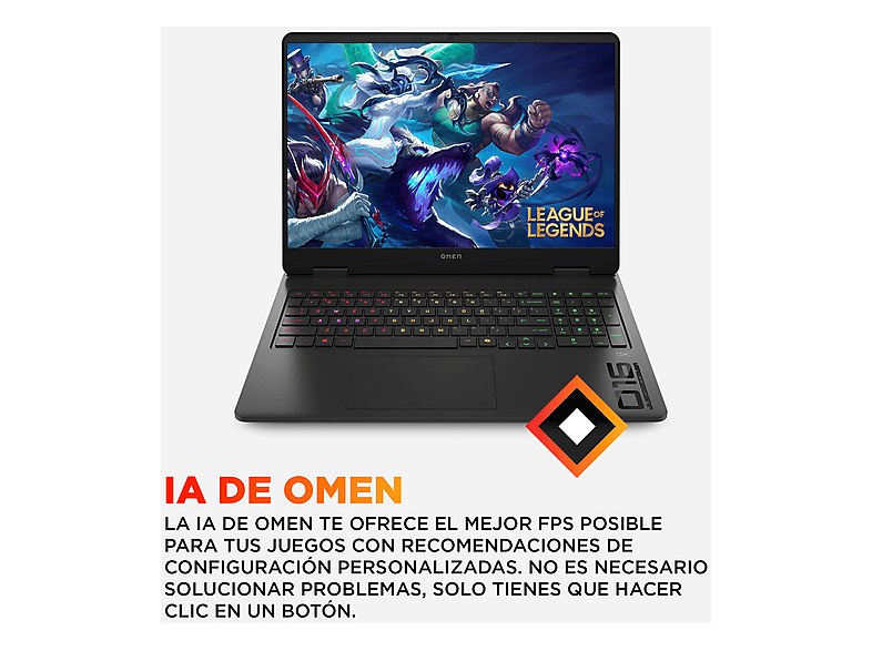 Portátil gaming - HP OMEN Gaming Laptop 16-ap0004ns Copilot+ PC, AMD Ryzen™ AI 7 350, 32GB RAM, 1TB, GeForce RTX™ 5050, Sin sistema operativo