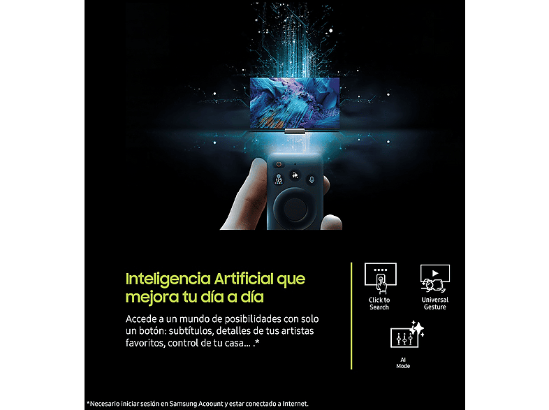 TV QLED 65" - Samsung TQ65Q7F5AUXXC, QLED 4K, Q4 AI Processor, Smart TV full AI, Negro
