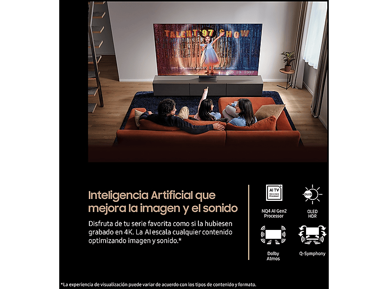 TV OLED 77" - Samsung TQ77S85FAEXXC, OLED 4K, NQ4 AI Gen2 Processor, Smart TV full AI, Wifi, Negro grafito