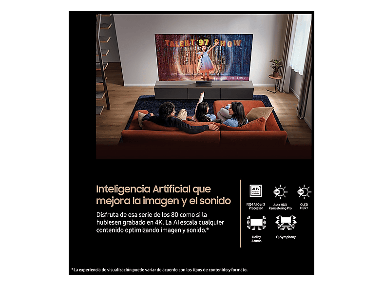 TV OLED 77" - Samsung TQ77S93FAEXXC, OLED 4K, NQ4 AI Gen3 Processor, Smart TV full AI, Wifi, Negro grafito