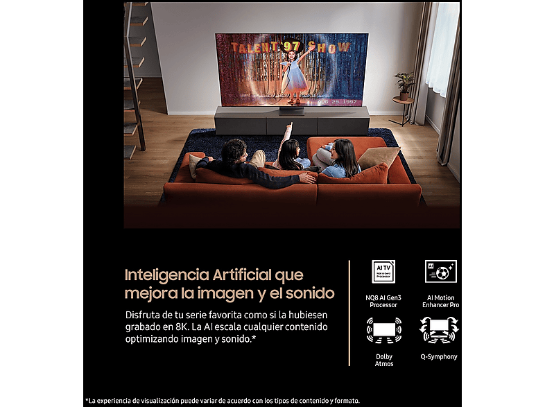 TV Neo QLED 85" - Samsung TQ85QN900FTXXC, QLED Mini Led 8K, NQ8 AI Gen2 Processor, Smart TV full AI, Wifi, Negro Titanio