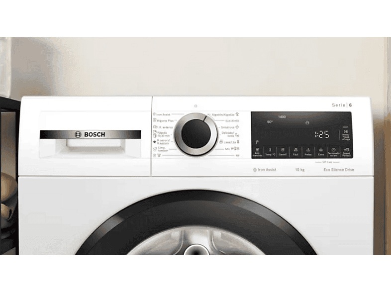 Lavadora carga frontal - Bosch WGG254Z4ES, Serie 6, 10 kg, 1400 rpm, 15 programas, Iron Assist anti arrugas, Speed Perfect, Blanco