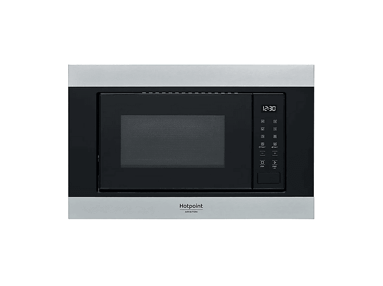 Microondas integrable - Hotpoint MF20S IX HA.1, 6 potencia, 20 l, Negro, Acero inoxidable