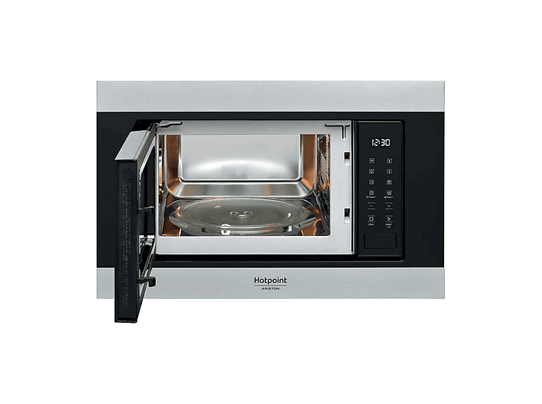 Microondas integrable - Hotpoint MF20S IX HA.1, 6 potencia, 20 l, Negro, Acero inoxidable