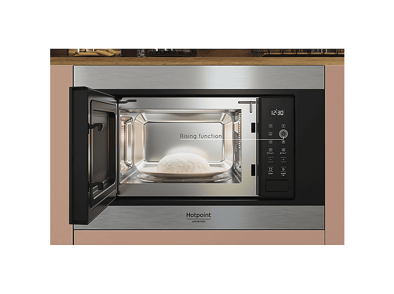 Microondas integrable - Hotpoint MF20S IX HA.1, 6 potencia, 20 l, Negro, Acero inoxidable
