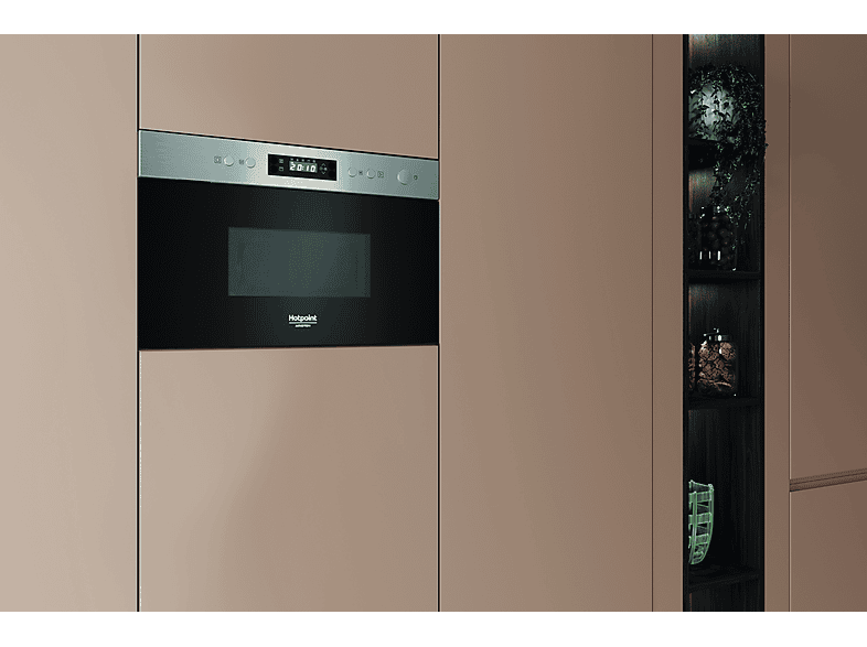 Microondas integrable - Hotpoint HAM K12C X, 4 potencia, Negro, Acero inoxidable
