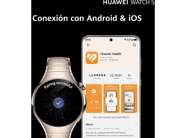 Smartwatch - Huawei Watch 5, 46mm, 32 GB, NFC, Llamadas celulares eSIM, Morado (ref. 1598838)