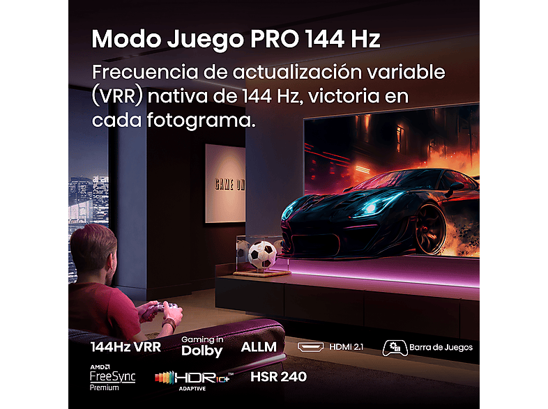 TV QLED 85" - Hisense 85E7Q PRO, QLED 4K, Quad Core/MT9618, Procesador Hi-View Engine, 144 Hz, IA Upscaler, Negro