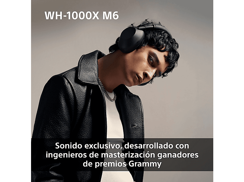 Auriculares inalámbricos - Sony WH-1000XM6, Cancelación ruido, 30h Autonomía, Hi-Res, Carga Rápida, Cómodo, Plegable, iOS/Android, Negro