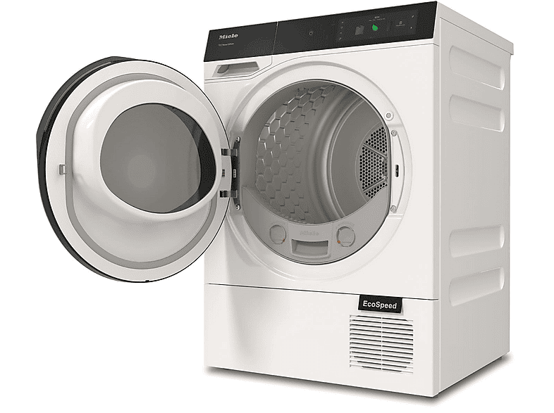 Secadora bomba de calor - Miele TQ 1000 WP, 9 kg, 22 Programas, Display Táctil, QuickPowerDry, SteamCare, Blanco loto