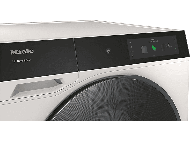 Secadora bomba de calor - Miele TQ 1000 WP, 9 kg, 22 Programas, Display Táctil, QuickPowerDry, SteamCare, Blanco loto