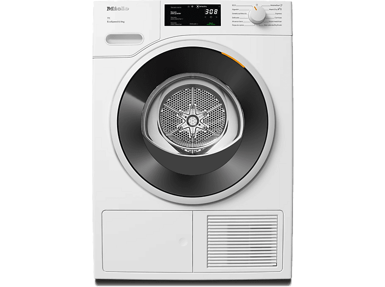 Secadora bomba de calor - Miele TWC640WP, 8 kg, 10 Programas, Iluminación LED, A+++, Blanco Loto