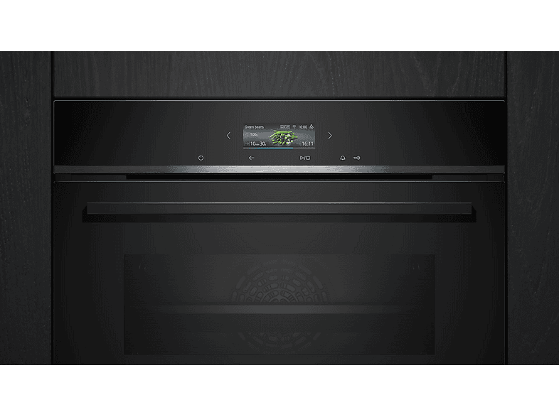 Horno compacto - Siemens CB734G1B1, Multifunción, Hidrolítico, 47 l, autolimpieza oxyLitic, App Home Connect, 60 cm, Negro
