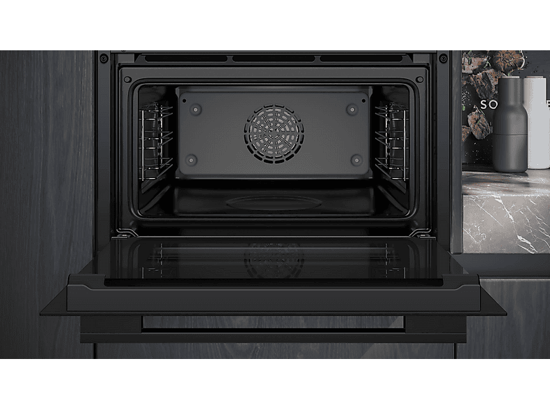 Horno compacto - Siemens CB734G1B1, Multifunción, Hidrolítico, 47 l, autolimpieza oxyLitic, App Home Connect, 60 cm, Negro
