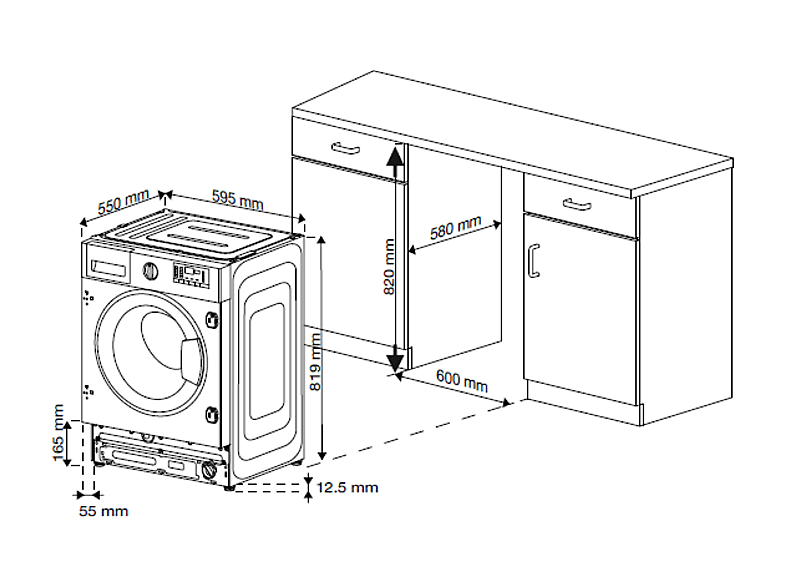 Lavadora integrable - Beko B3WBT49435WB, 9kg, 1400 rpm, Motor ProSmart, Energy Spin, Sin panelar