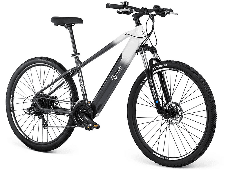 Bicicleta de Montaña - Youin You-Ride Everest, 250 W, 25 km/h, 65 km de autonomía, Negro y blanco