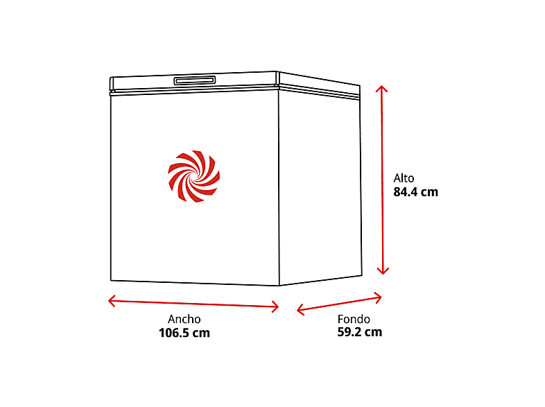 Congelador horizontal - Infiniton CH-30H85BEH, 293 l, 84.4 cm Alto, Compresor Silent design, Tecnología Dual System, Control Mecánico, Blanco