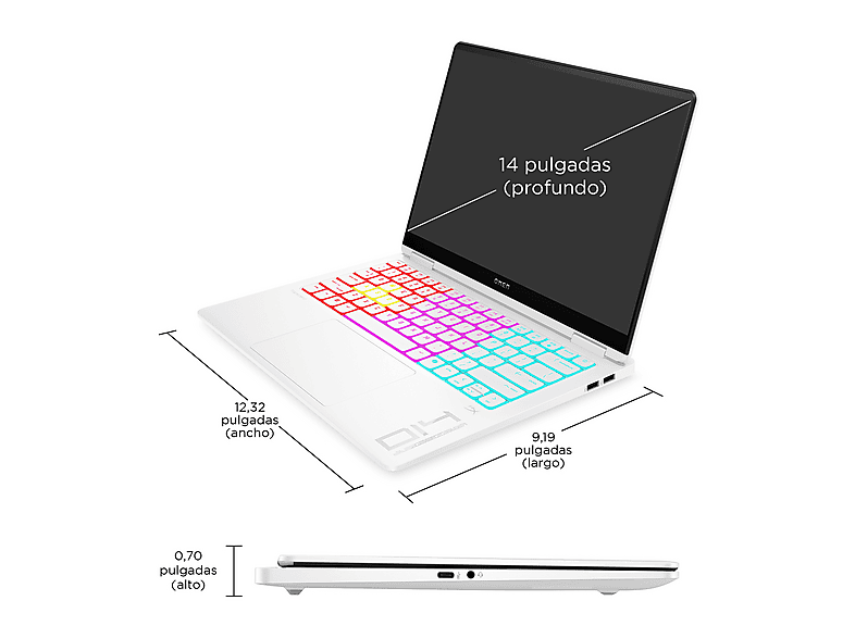 Portátil gaming - HP OMEN Transcend 14-fb1005ns, 14" 3K, Intel® Core™ Ultra 9-285H, 64GB RAM, 1TB SSD, GeForce RTX™ 5070, Sin sistema operativo