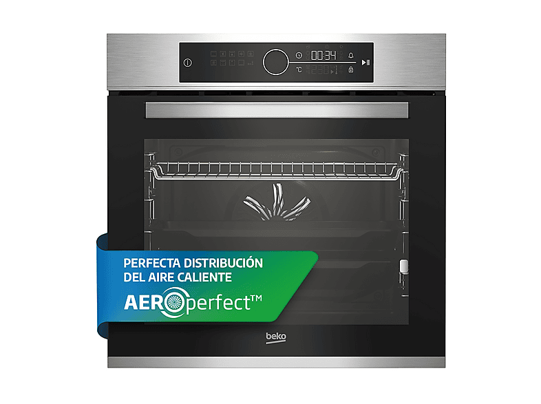 Horno - Beko BBIM12400XMPS, Multifunción, Pirolítico, 72 l, 60cm, Tecnología Aeroperfect, SoftClose, Inox