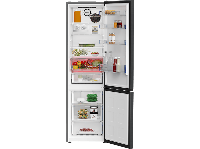 Frigorífico combi - Beko B7RCNE408HXBR, NeoFrost Dual Cooling, 203.5 cm, 355 l, AeroFlow, Tecnología Harvest Fresh, Gris